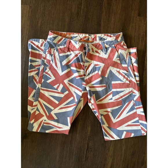 Union Jack UK Flag Alpha Khaki Straight Leg Cotton Blend 90s Retro Y2K 70s 30x30 - Picture 2 of 6